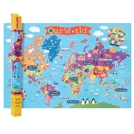 Kid's Wall Map, World, 24in X 36in